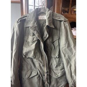 Vintage Men's Military Army Field Jacket Coat 1951 Korea Olive Green Regular XS